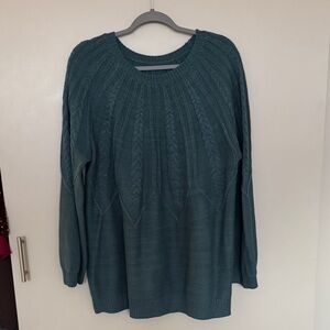 BloomChic Teal Knit Crew Neck Sweater